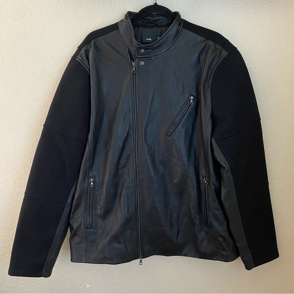Vince Butter Soft Lamb Modern Moto Leather Jacket XXL black